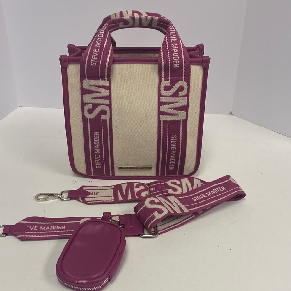 Steve Madden Pink and Cream Women's Bag / coin purse